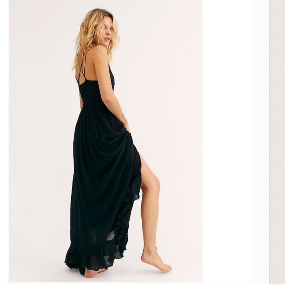 NEW Free People Adella Maxi Slip Boho Dress Black - Picture 3 of 7